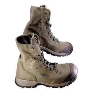 Keen Mens Size 14 D Utility Roswell Mid Height Canvas Steel Toe Work Boots Olive
